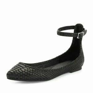 Joie Temple Black Snakeskin Ankle Strap Flats Sz 38